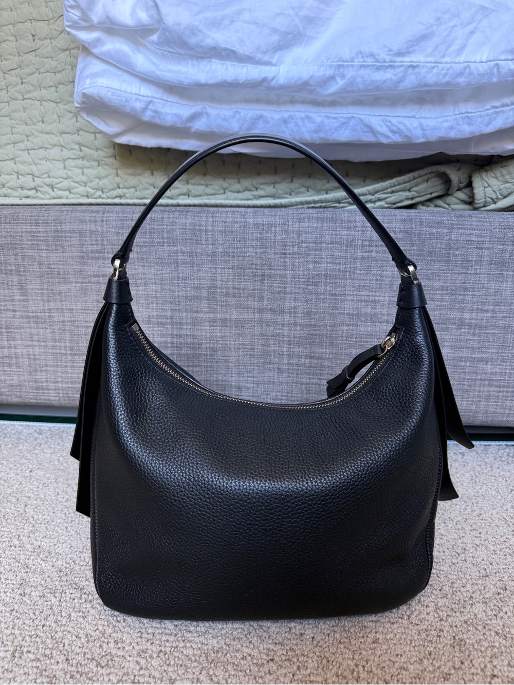 kate spade Black Pebbled Leather Shoulder Hobo Bag - Picture 3 of 7